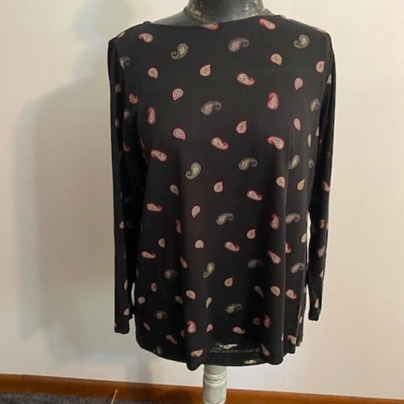 J. Jill Black Paisley print front, size L - Picture 1 of 3